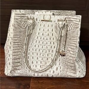 Brahmin White Crocodile Embossed Women's Bag